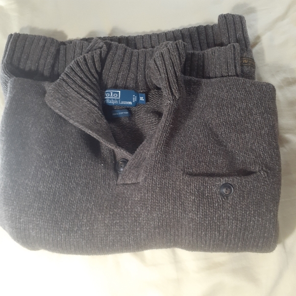 Polo Ralph Lauren Classic Brown Heather 1/4 Button Down Cotton Men's XL - Picture 3 of 16